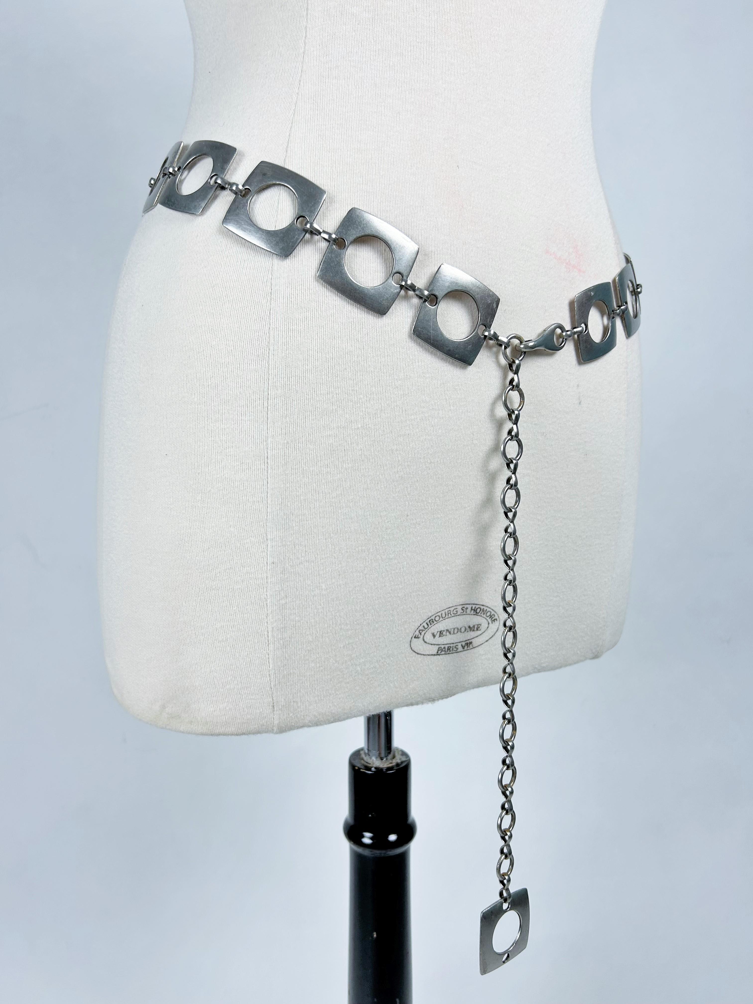 Cintura in metallo spazzolato stile Saharienne di Paco Rabanne (attribuita a) - Francia Cir in vendita 2