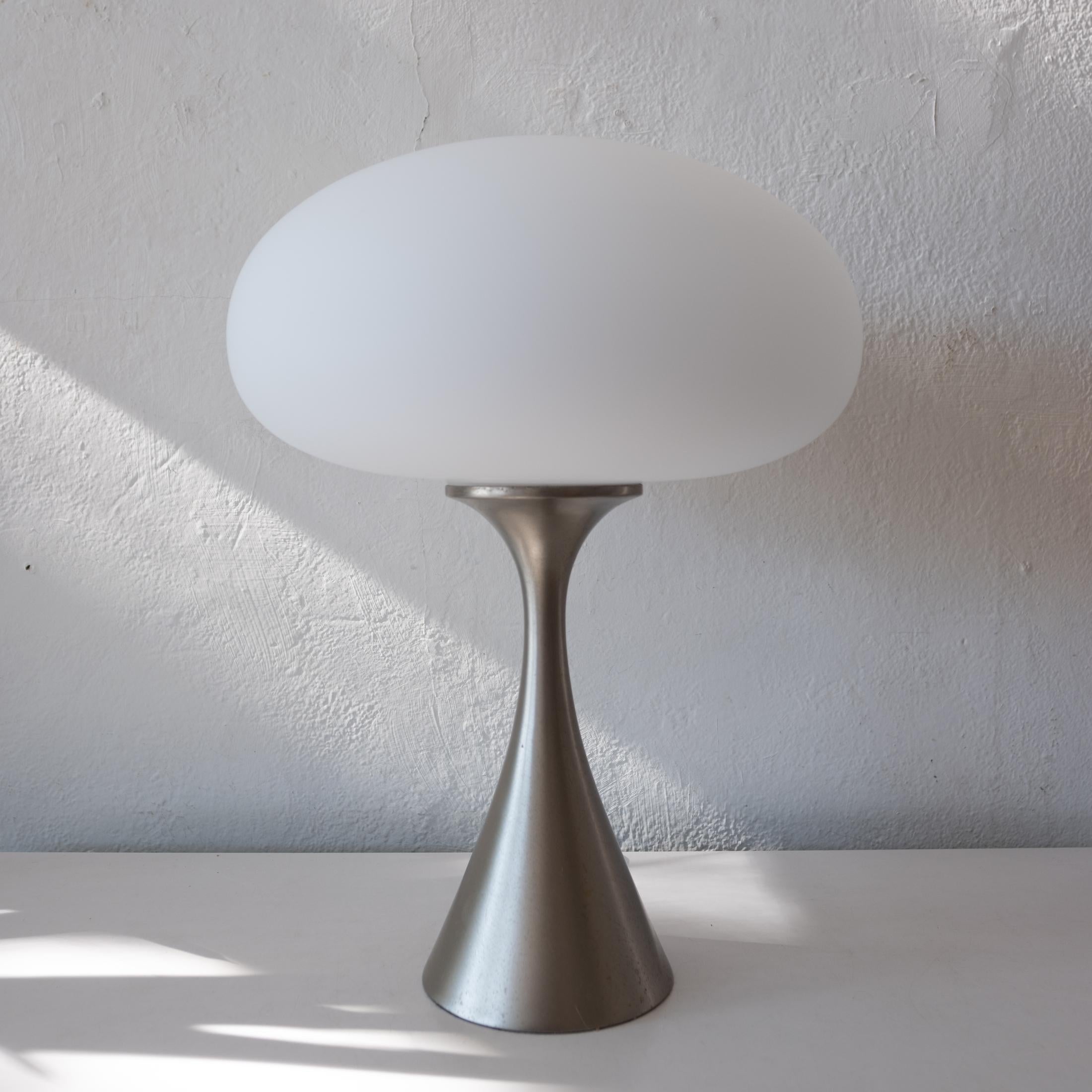 Mid-Century Modern Brushed Nickel Mushroom Table Lamp By Laurel Co.  For Sale