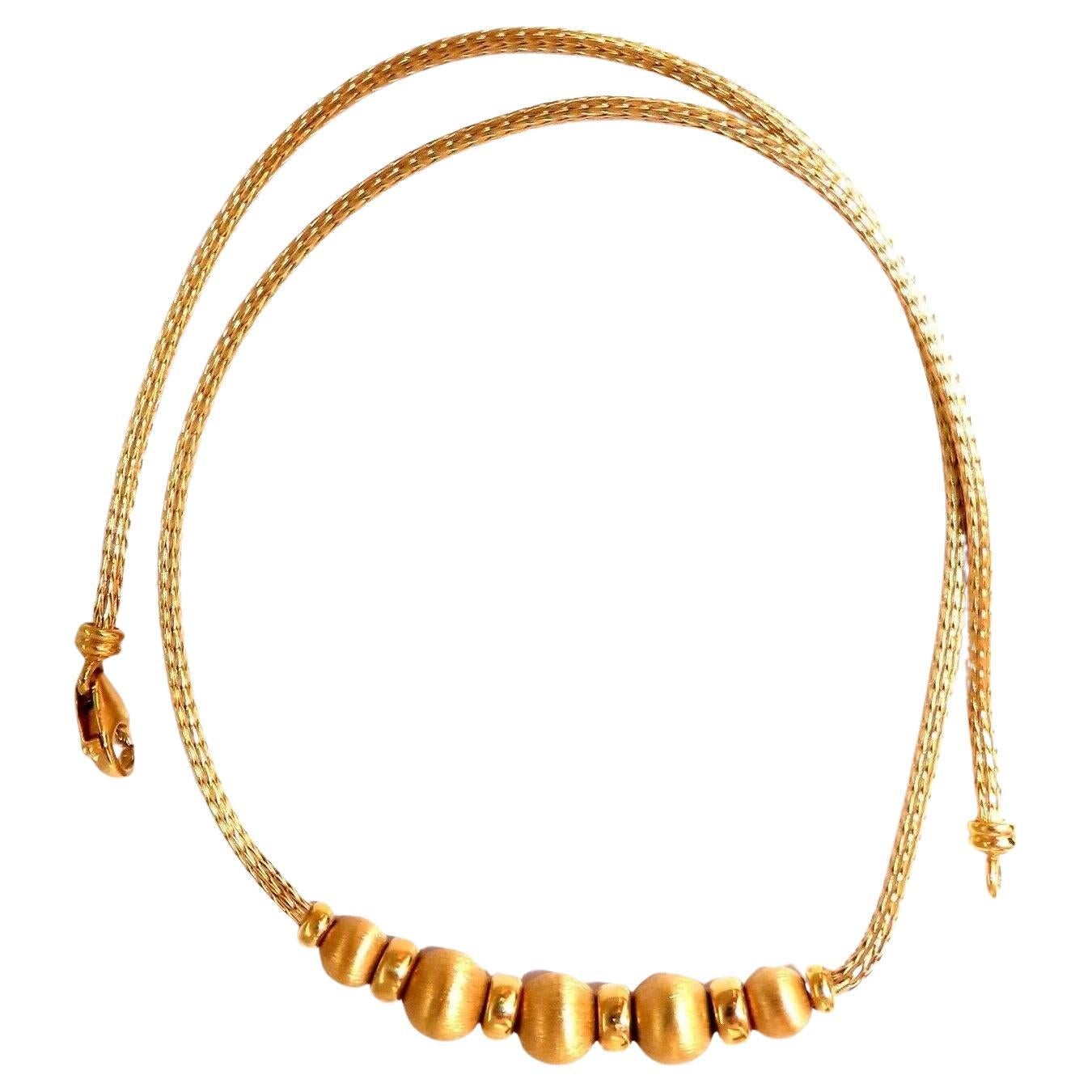 Brushed Rolling Ball Bead Necklace 14kt 15 Grams* For Sale