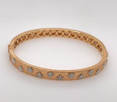 Brushed Rose Gold & Diamond Bangle