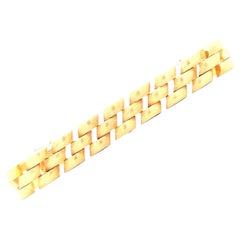 Bracelet vintage à maillons latéraux en or jaune 14 carats, finition en satin brossé, taille 6,5 pouces
