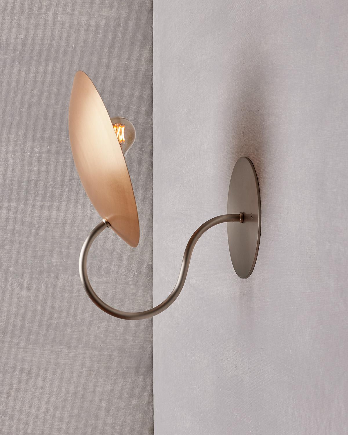 Brushed Satin Nickel and Satin Bronze Arlo Sconce In New Condition For Sale In Philadelphia, PA