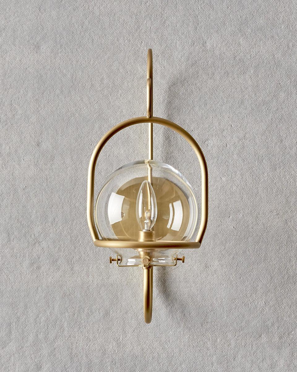 Hand-Crafted Satin Brass Emil Lantern - Small - Outdoor Use For Sale