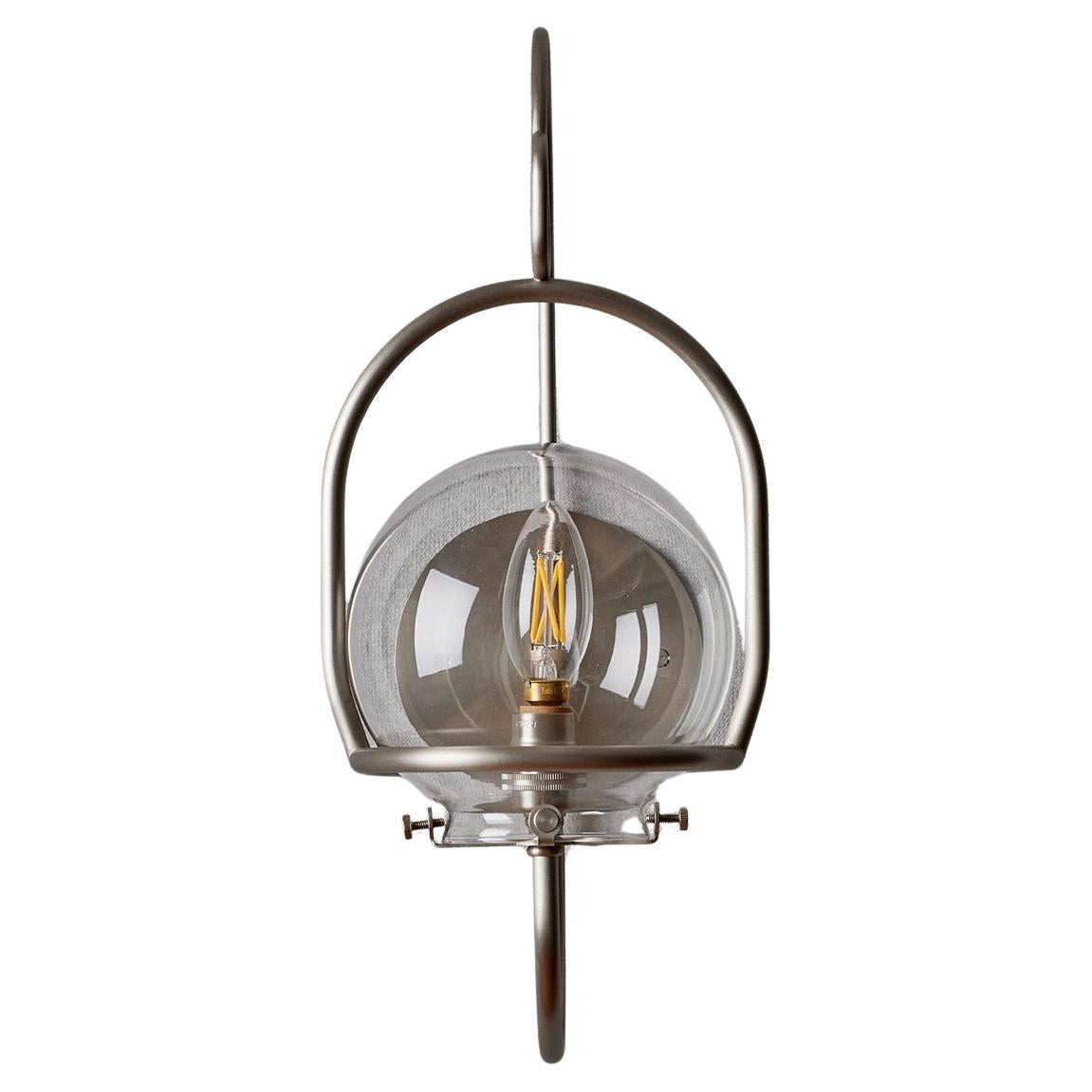 Brushed Satin Nickel Emil Lantern - Small - Outdoor Use