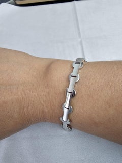 Brushed Satin & Polished Bone Shaped Bracelet 14k White Gold