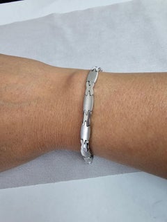 Brushed Satin & Polished X Link Bracelet 14k White Gold