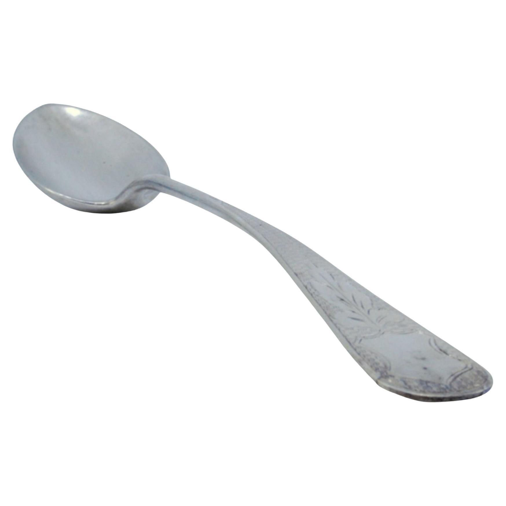 Cuillère à riz et à servir en argent brossé avec armoiries sur le manche