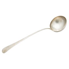 Brushed silver soup ladle with handle to be shipped