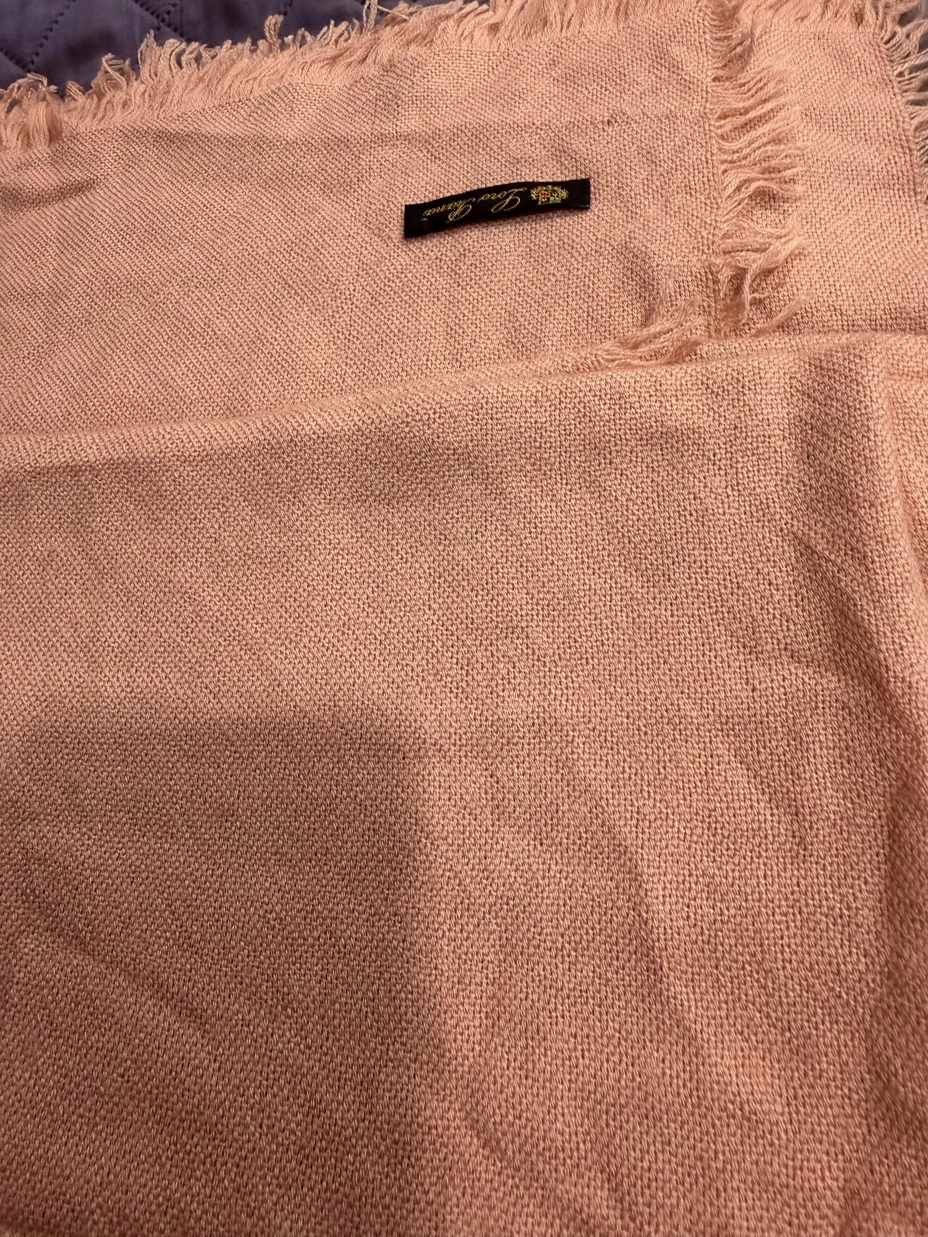 Brushed Smal Fringed Shawl/Stole/Scarf, 70 % Cashmere , Made in Italy, 55 