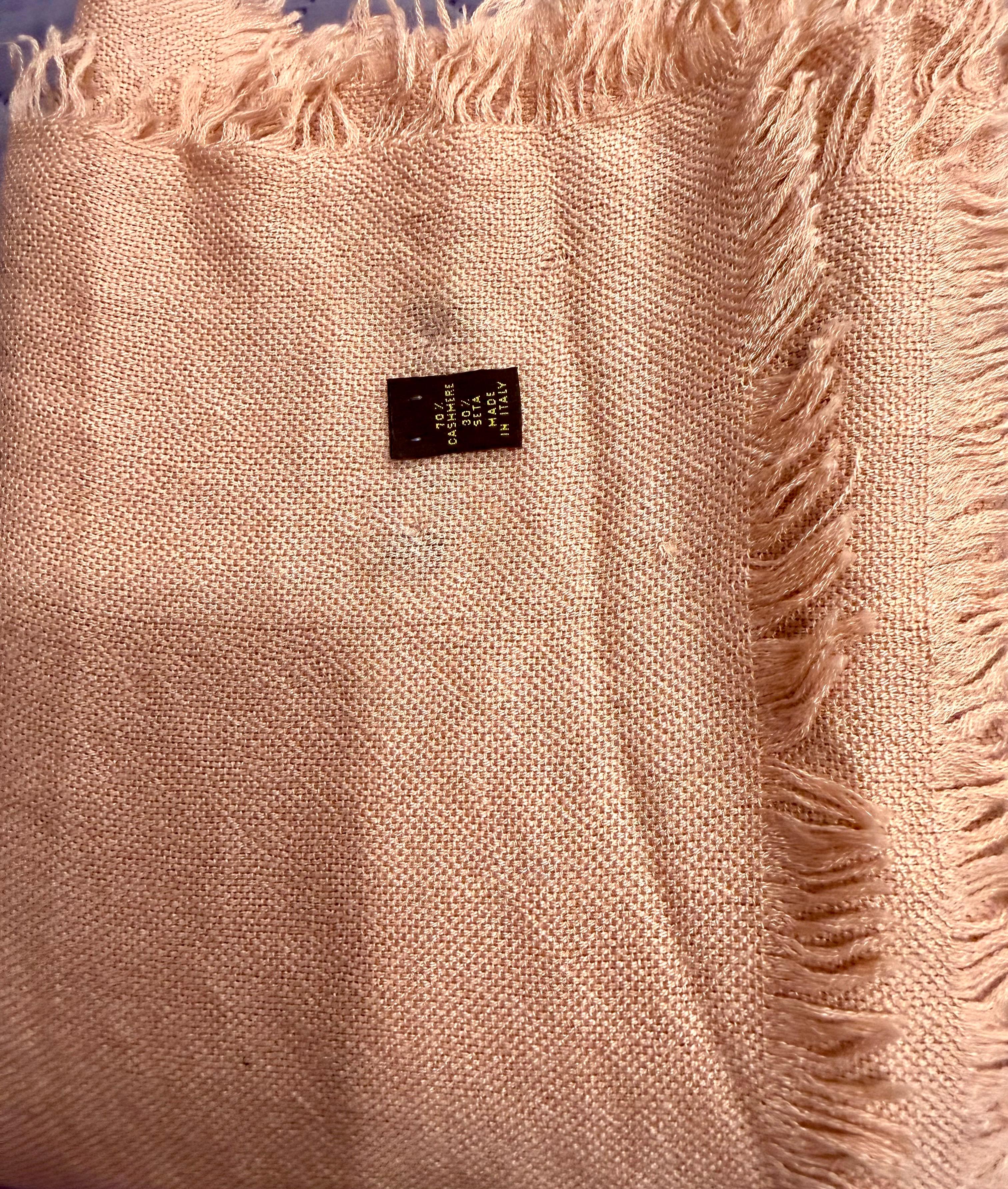 Brushed Smal Fringed Shawl/Stole/Scarf, 70 % Cashmere , Made in Italy, 55 