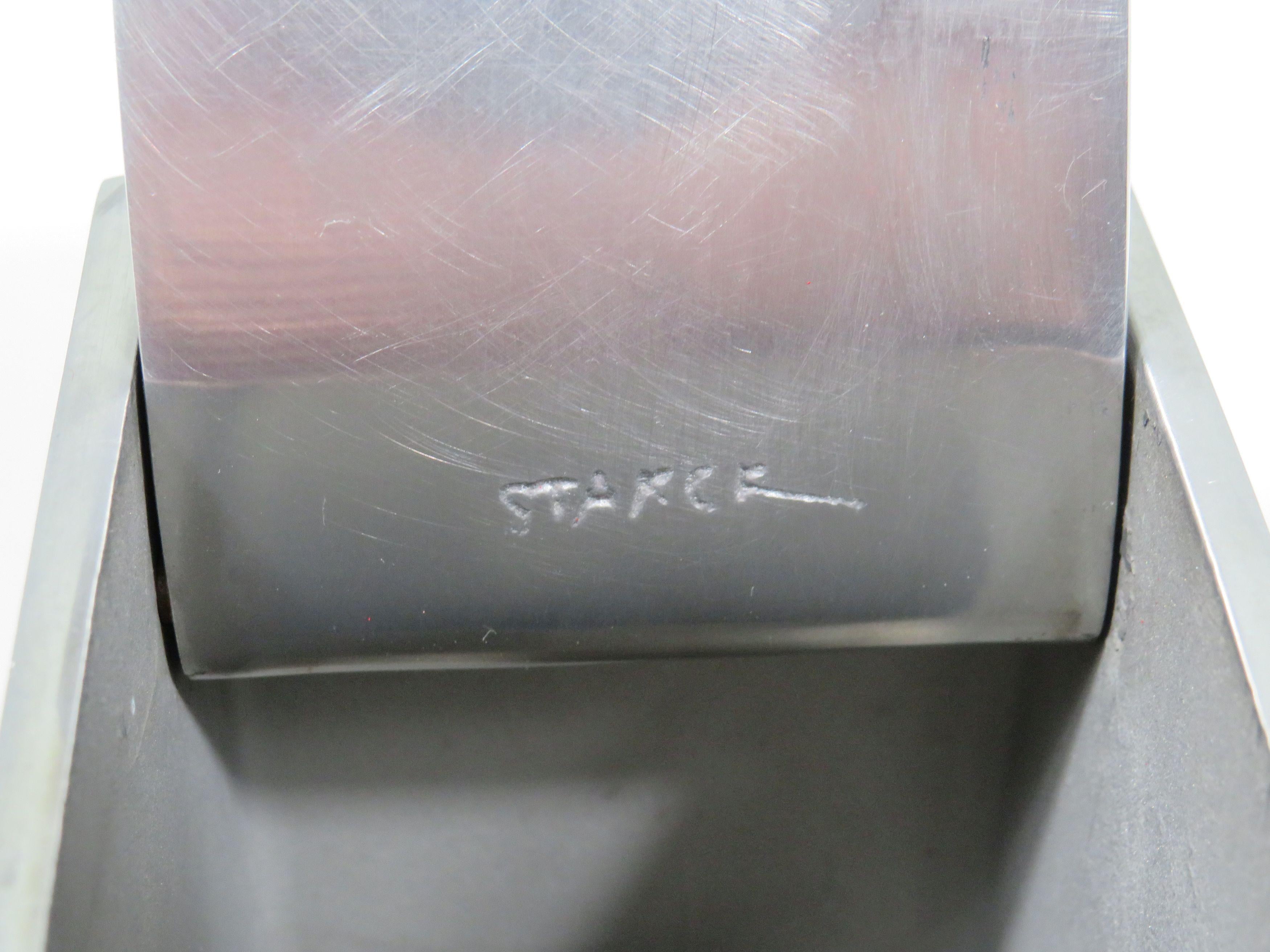 Minimalist Brushed stainless steel ashtray ' Ray Hollis' by Philippe Starck for XO, France