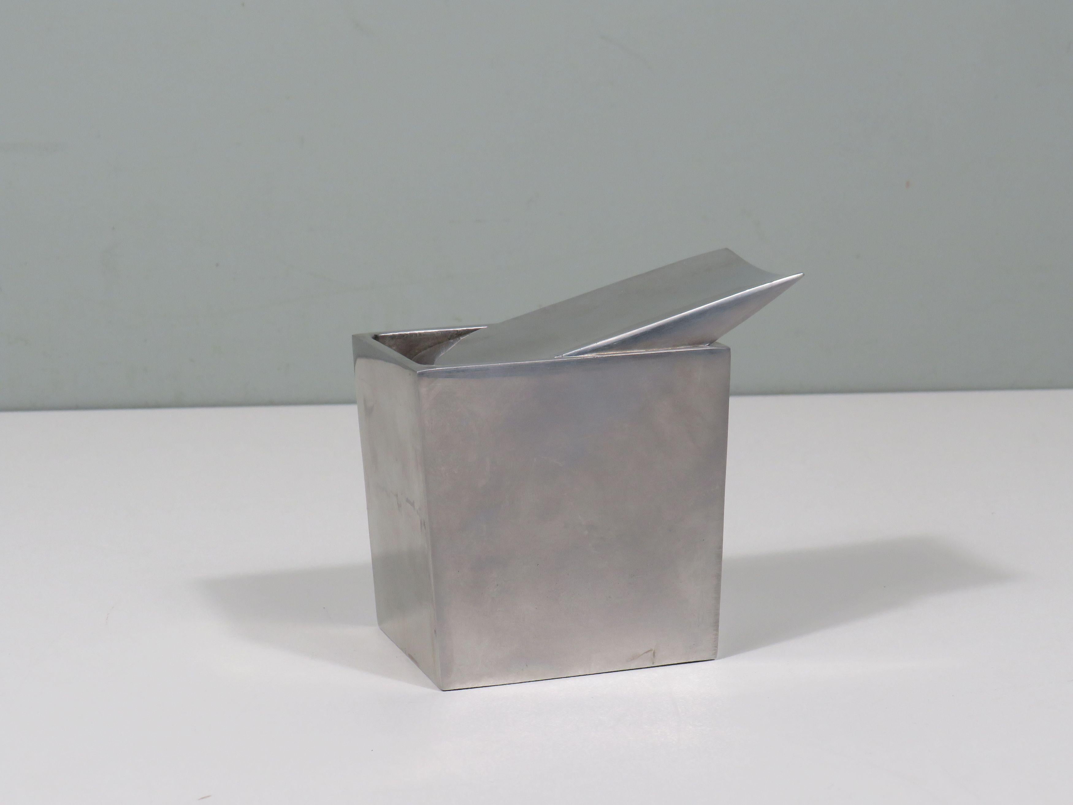 French Brushed stainless steel ashtray ' Ray Hollis' by Philippe Starck for XO, France