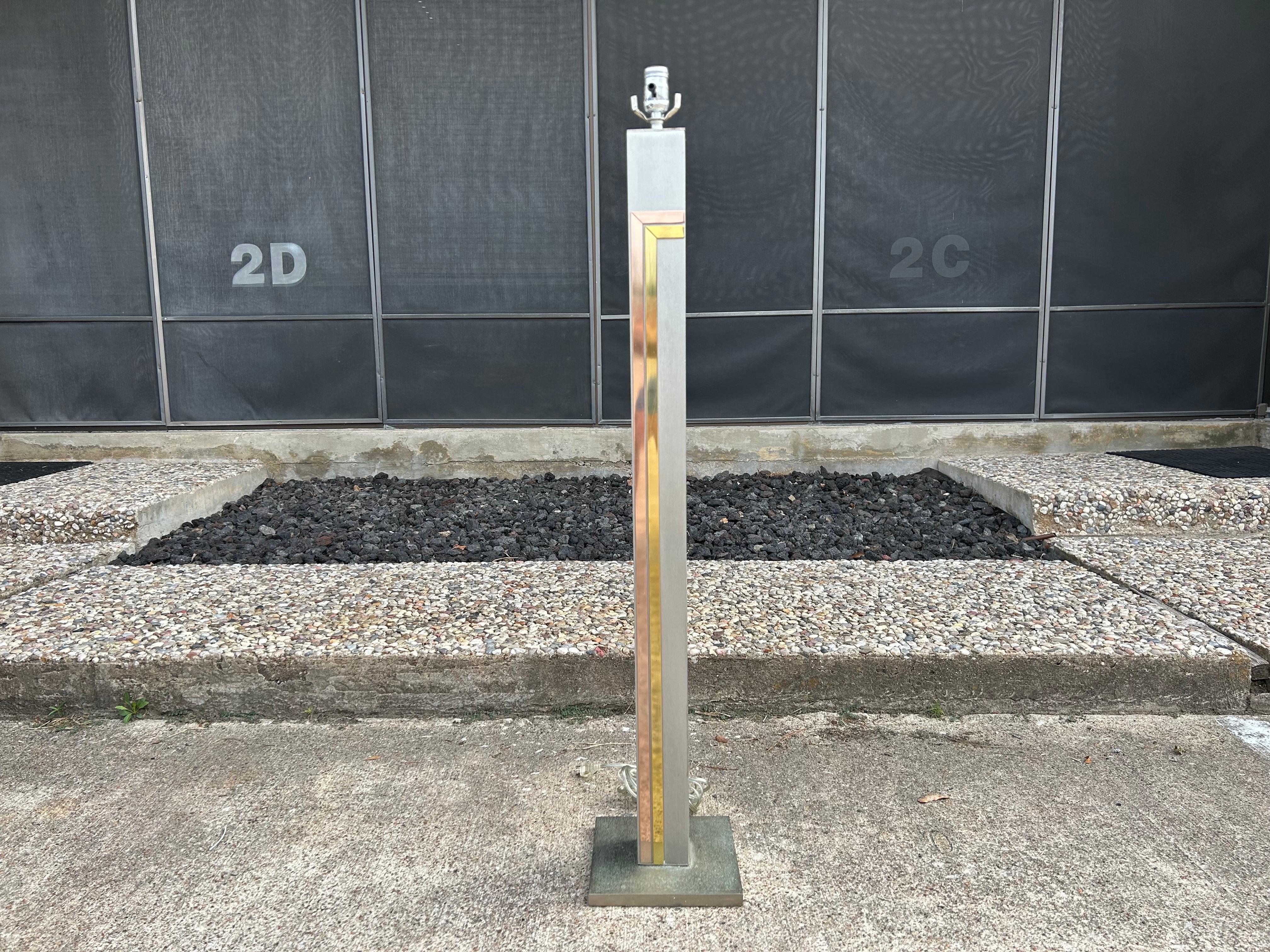 Brushed Stainless Steel Floor Lamp By Pierre Cardin For Laurel For Sale 9