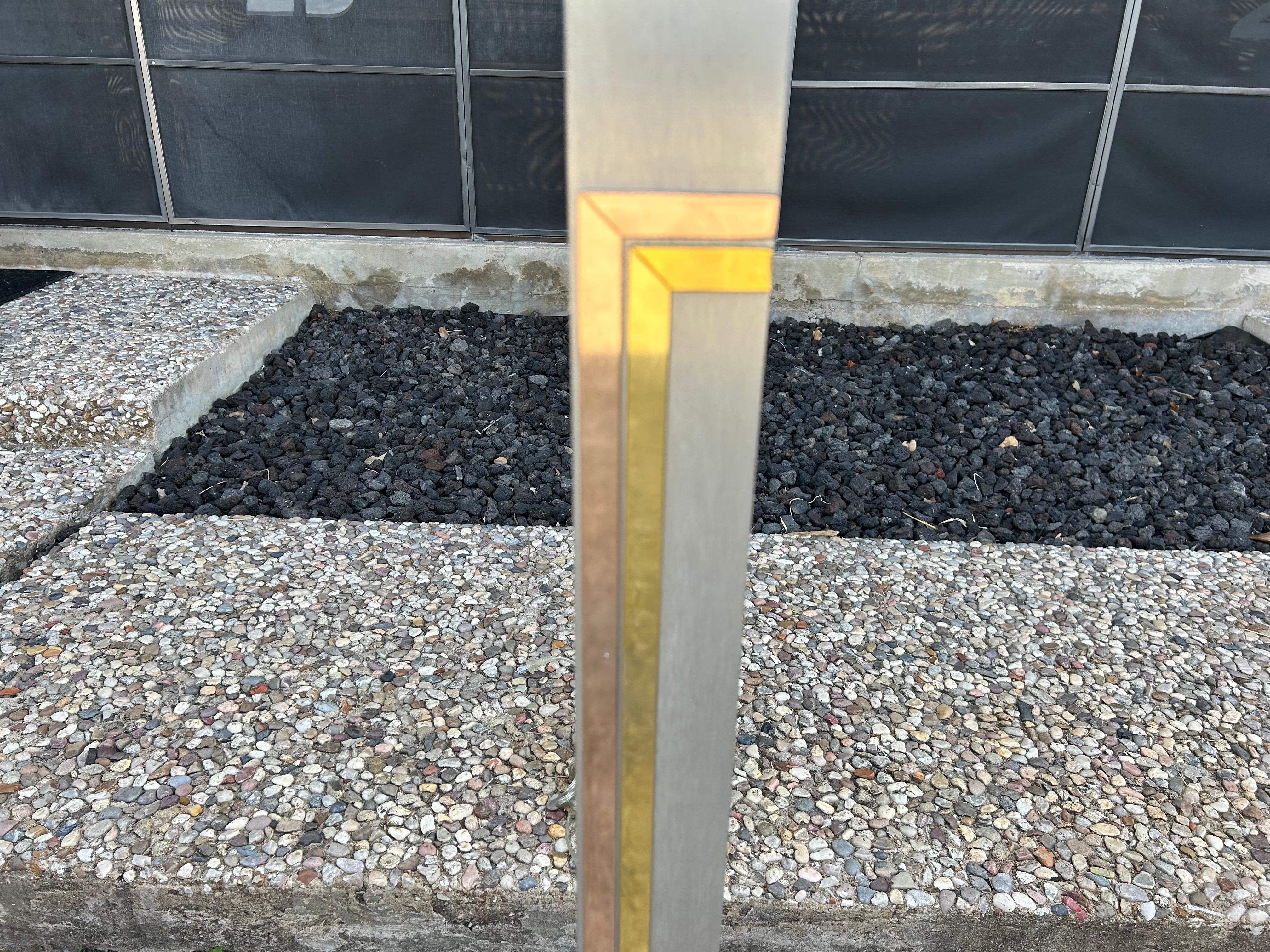 Late 20th Century Brushed Stainless Steel Floor Lamp By Pierre Cardin For Laurel For Sale