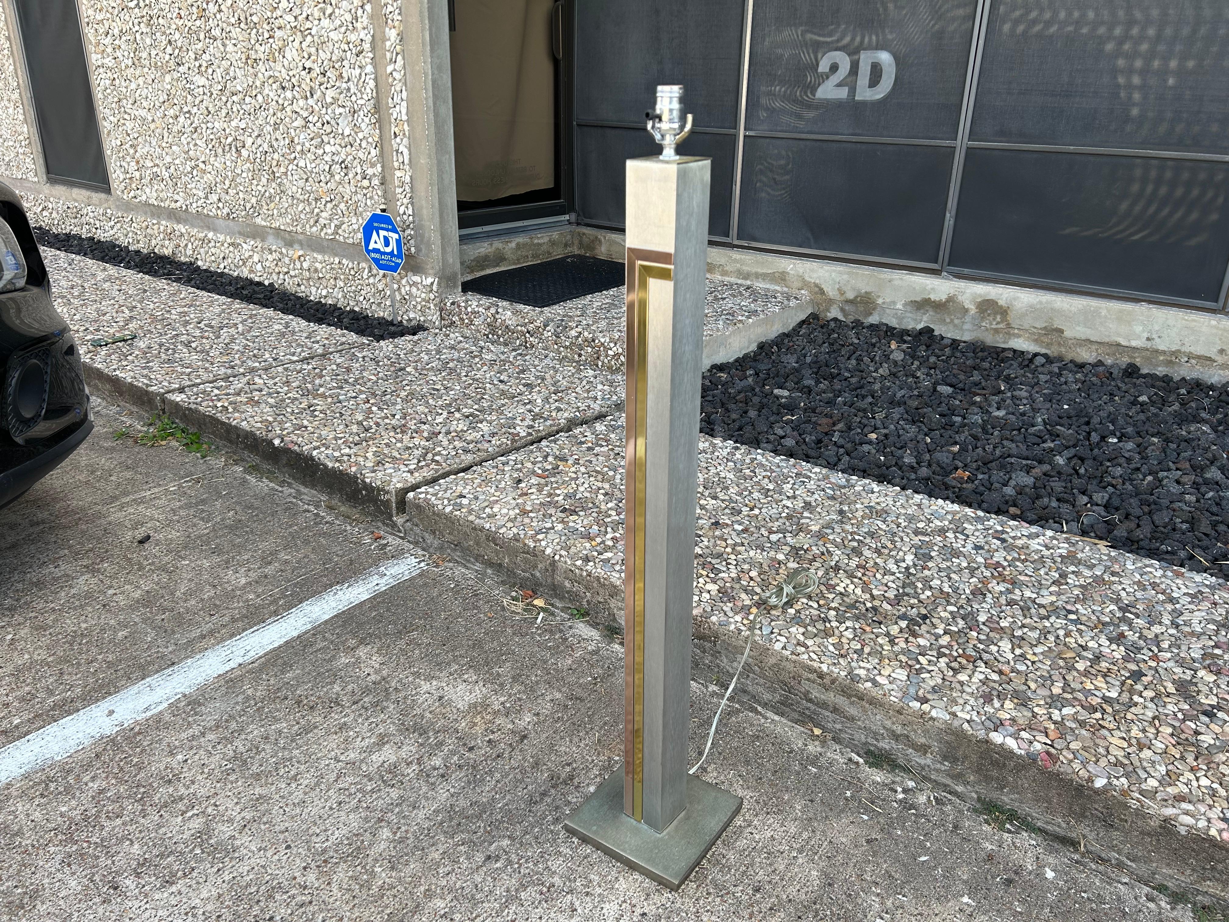 Brushed Stainless Steel Floor Lamp By Pierre Cardin For Laurel For Sale 2