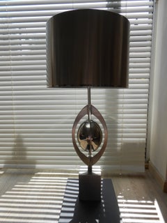 Lampe aus gebürstetem Edelstahl von Maison Charles et Fils