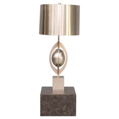 Brushed Stainless Steel Lamp by Maison Charles et Fils