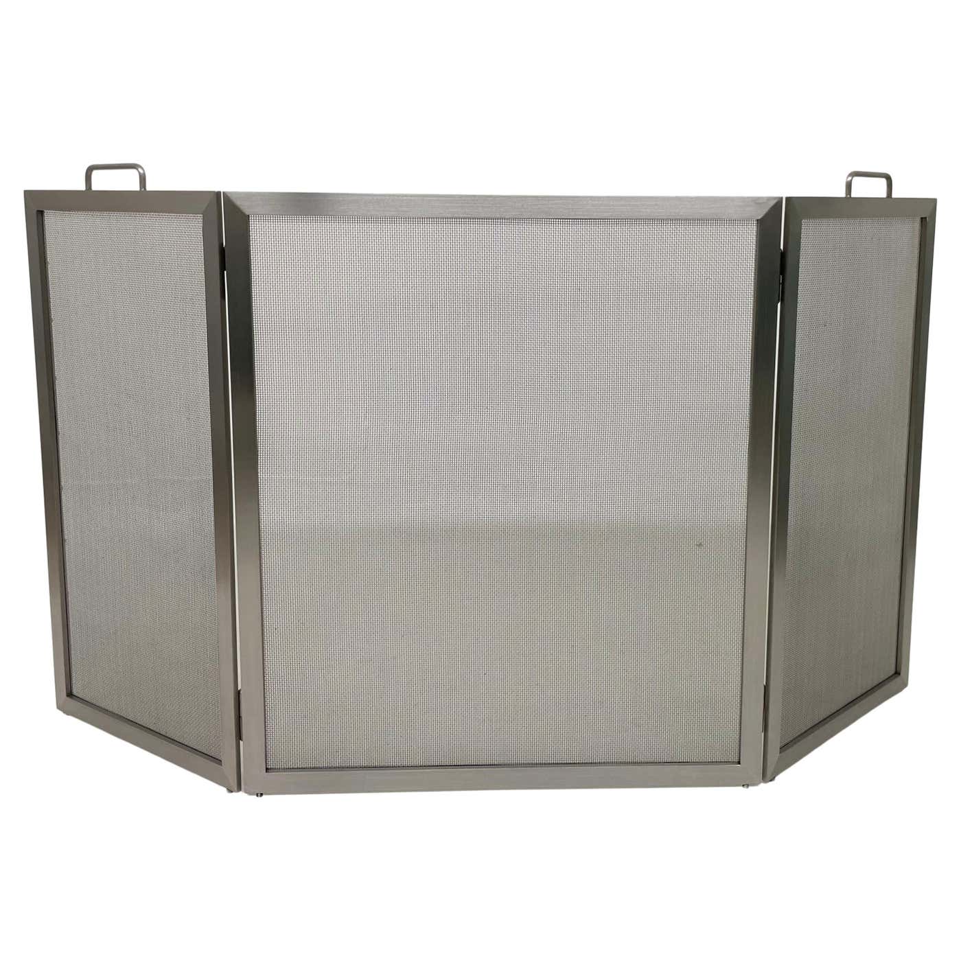 Brushed Stainless Tri-Fold Fireplace Screen For Sale at 1stDibs | tri ...