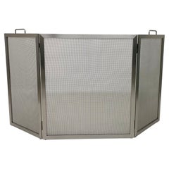 Brushed Stainless Tri-Fold Fireplace Screen