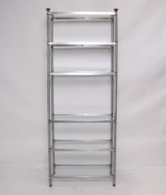 Brushed Steel and Brass Bookshelves Vitrines Shelves