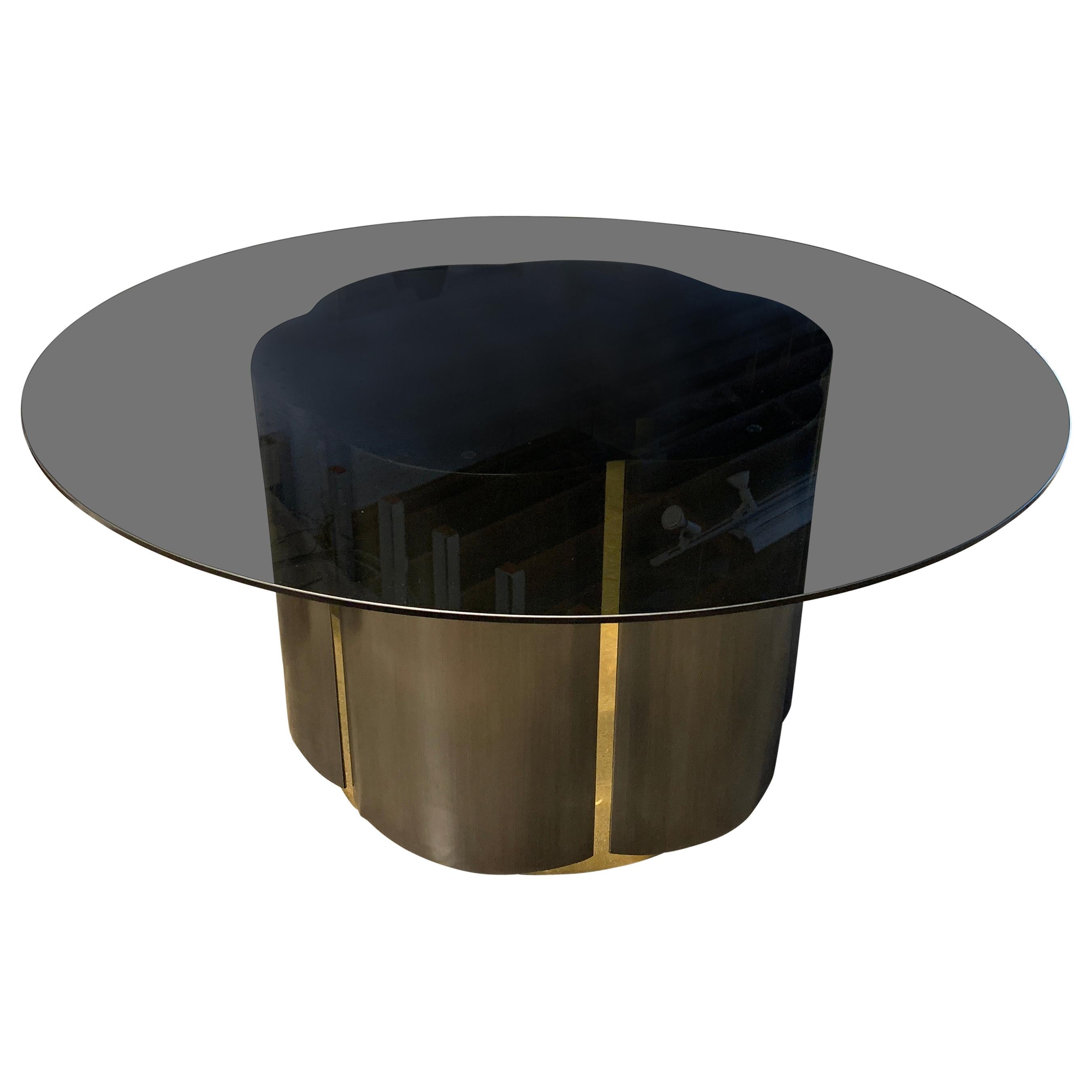 Brushed Steel and Brass Clover Table