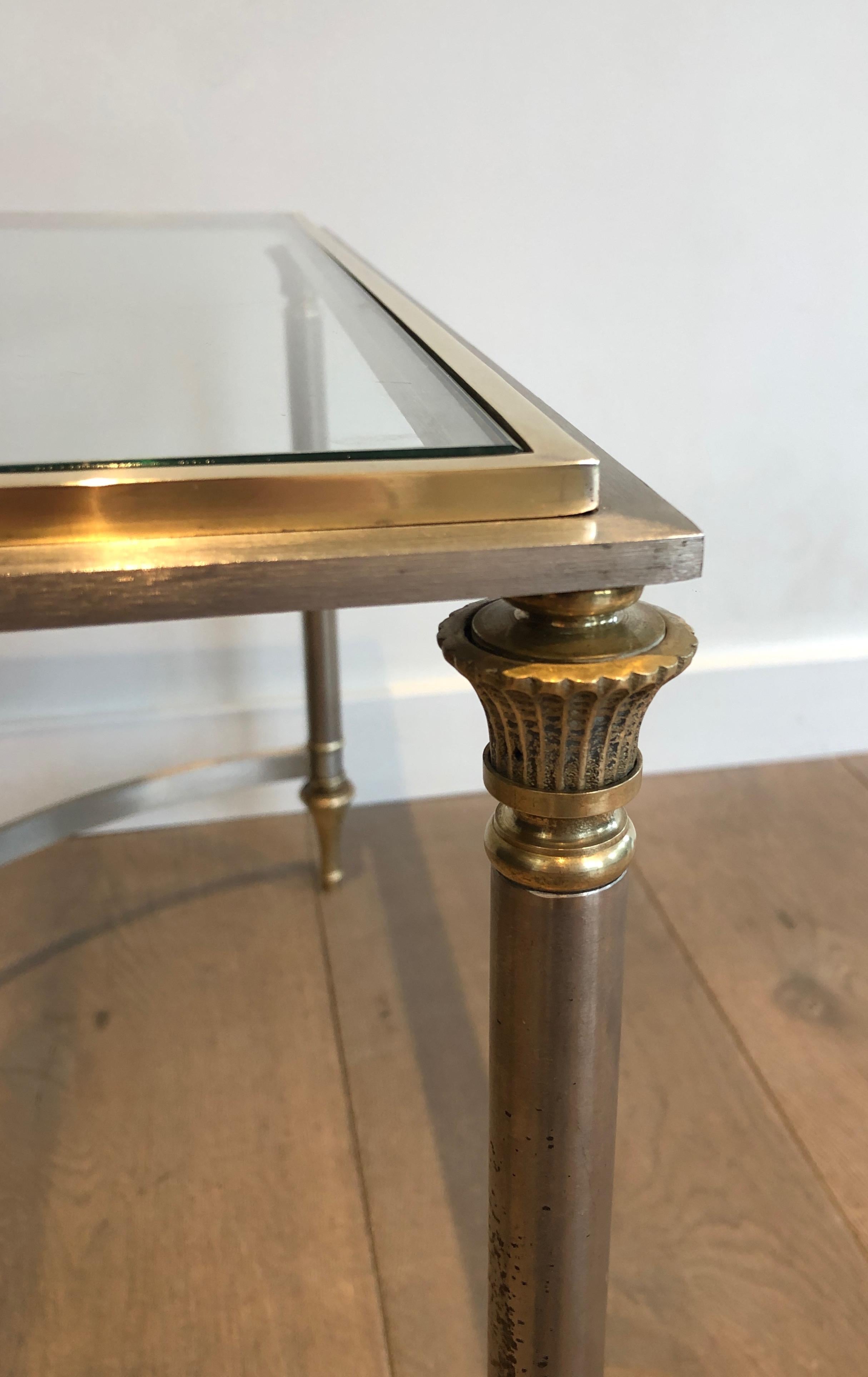 Brushed Steel and Brass Coffee Table. French Work by Maison Jansen, circa 1940 8