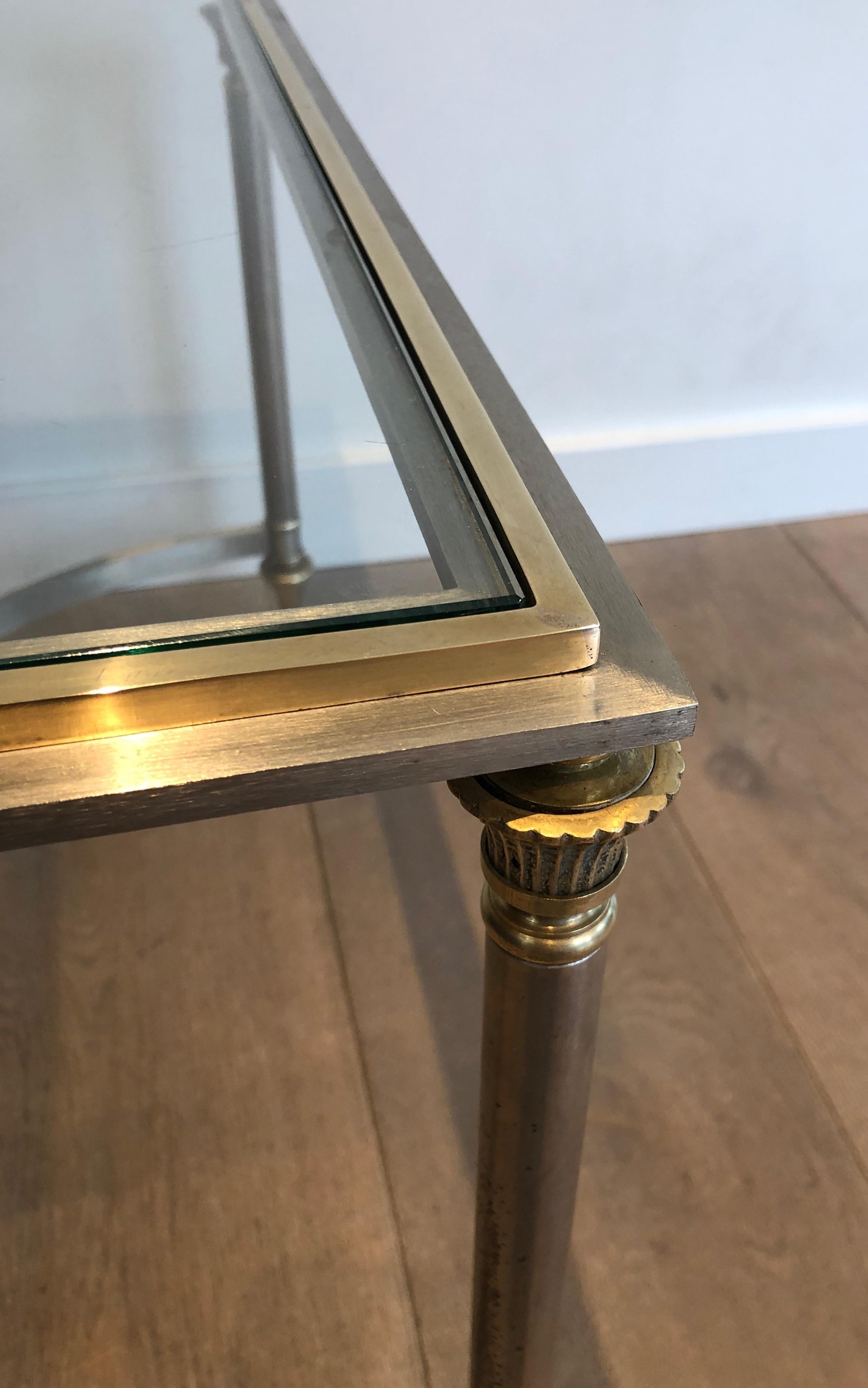 Brushed Steel and Brass Coffee Table. French Work by Maison Jansen, circa 1940 9