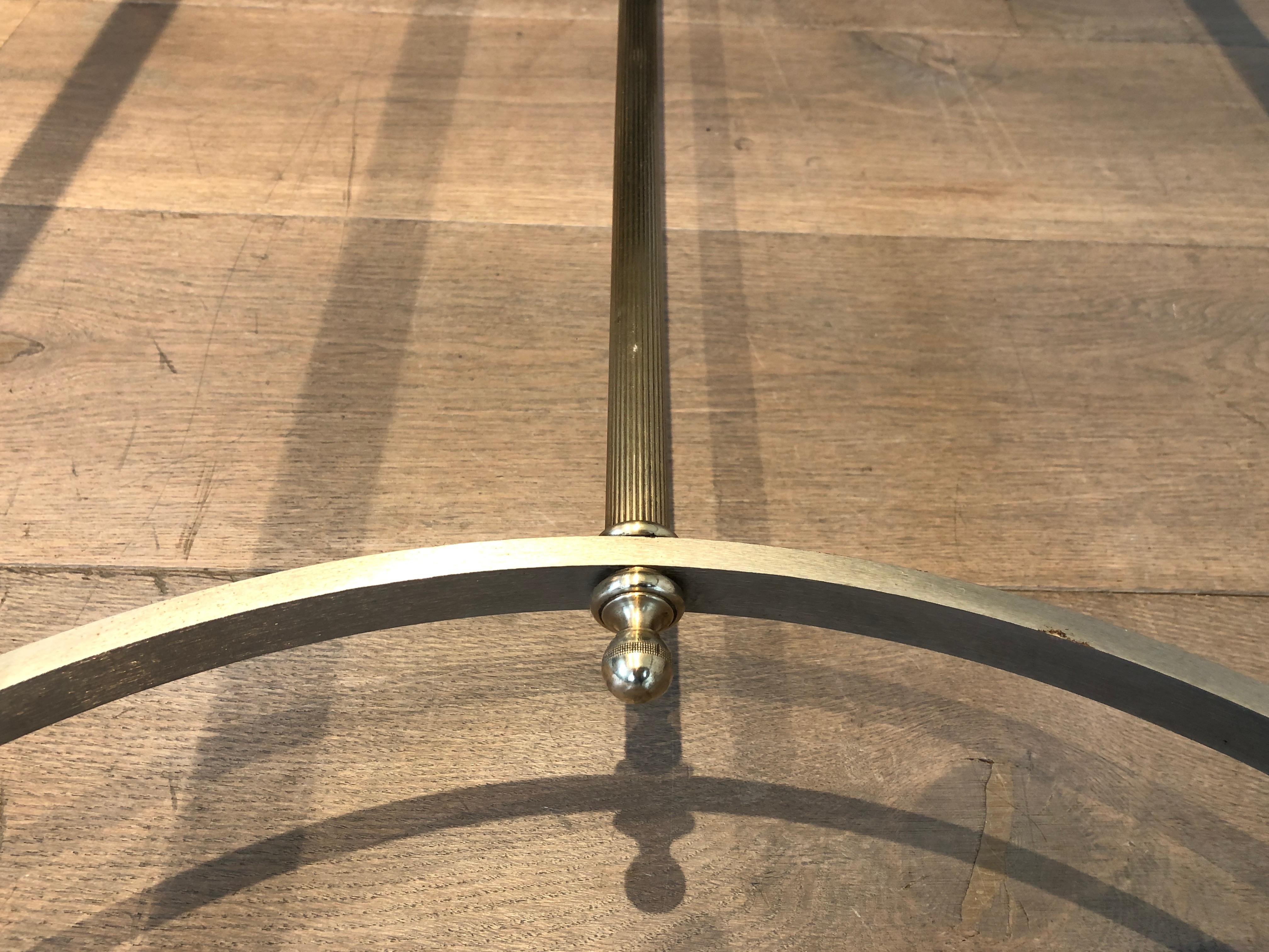 Brushed Steel and Brass Coffee Table. French Work by Maison Jansen, circa 1940 11