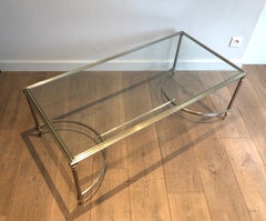 Brushed Steel and Brass Coffee Table. French Work by Maison Jansen, circa 1940