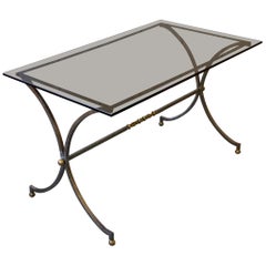 Brushed Steel and Brass End Table