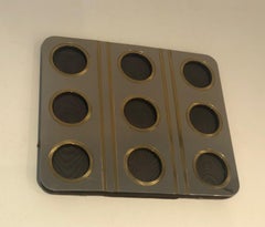 Bilderrahmen aus gebürstetem Stahl und Messing, Französisch, um 1970