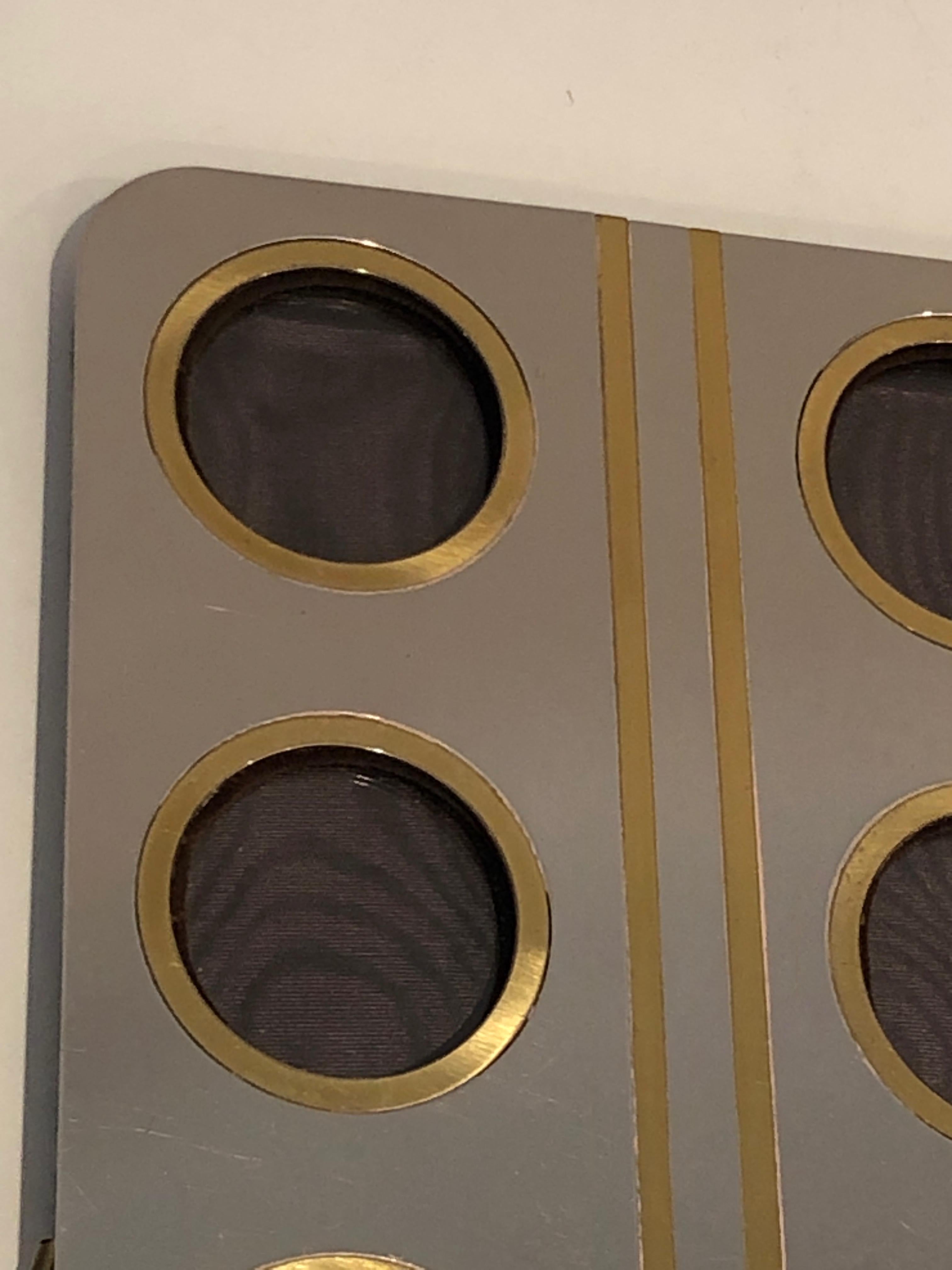 Brushed Steel and Brass Pictures Frame, French, Circa 1970 For Sale 1