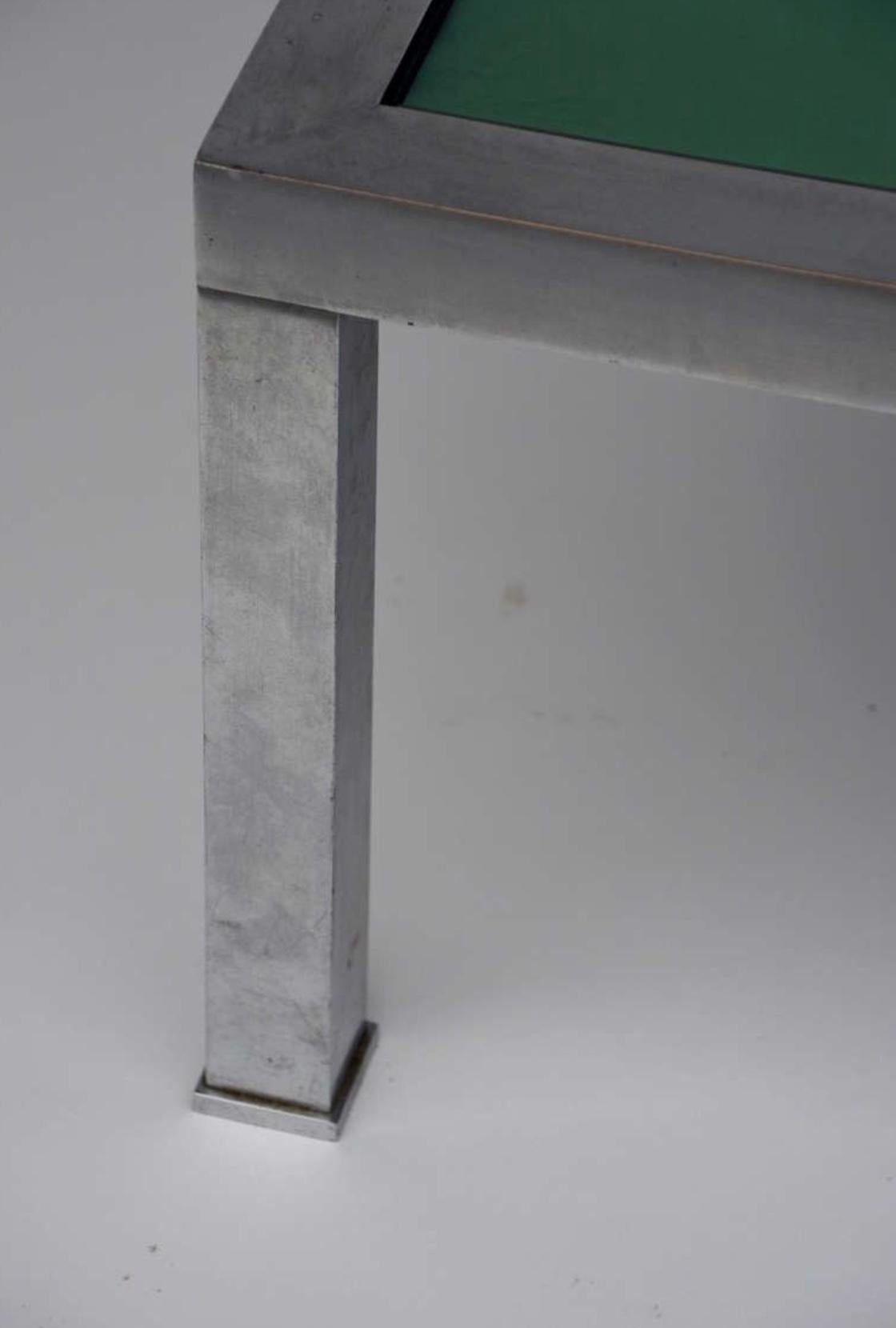 Brushed Steel and Emerald Mirror Cocktail Table by Guy Lefevre 3