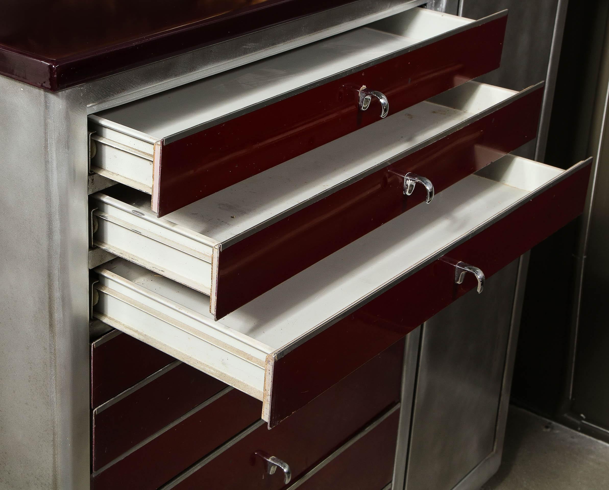 Brushed Steel and Enameled Cabinet 7