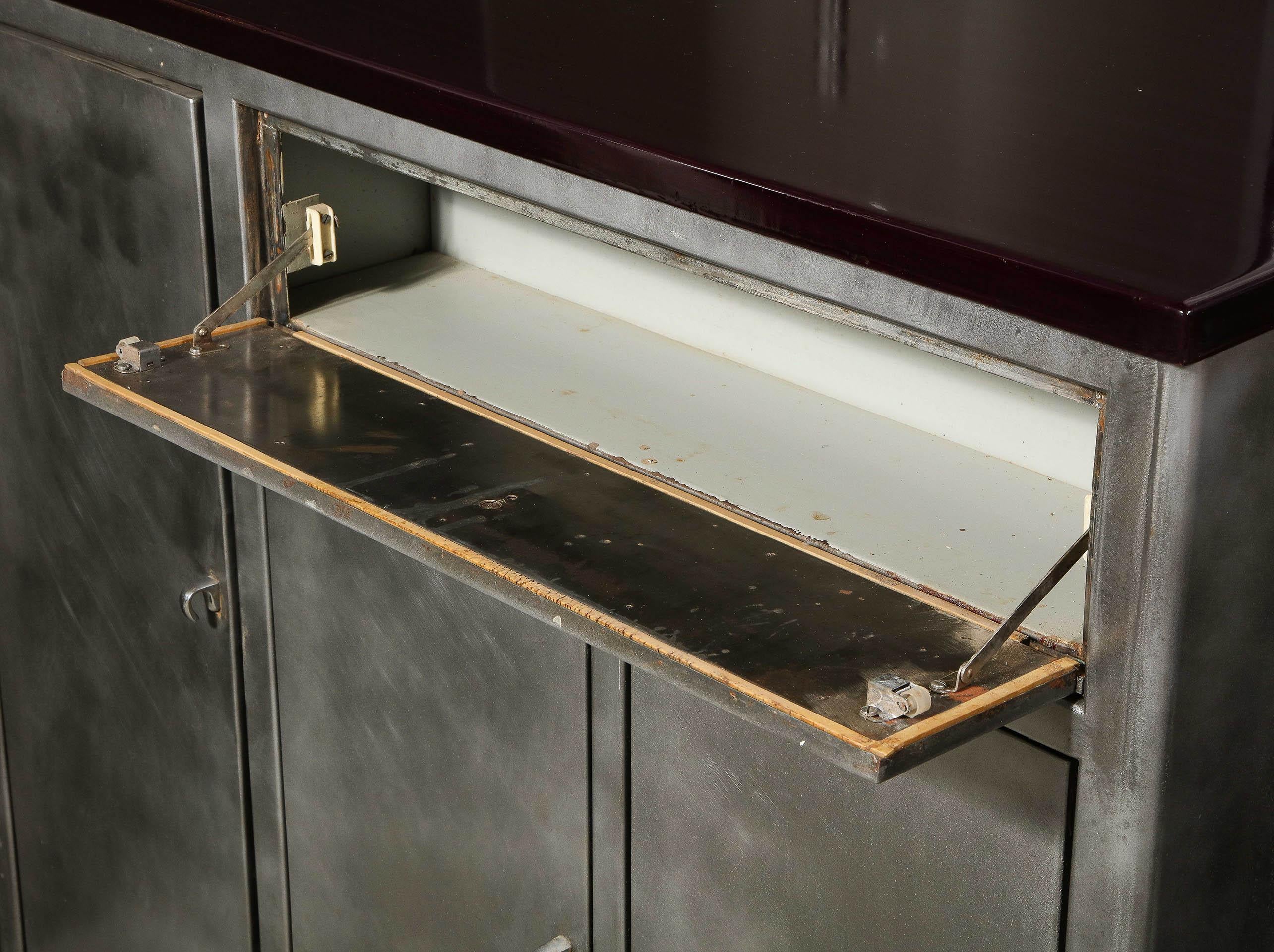 Brushed Steel and Enameled Cabinet 9