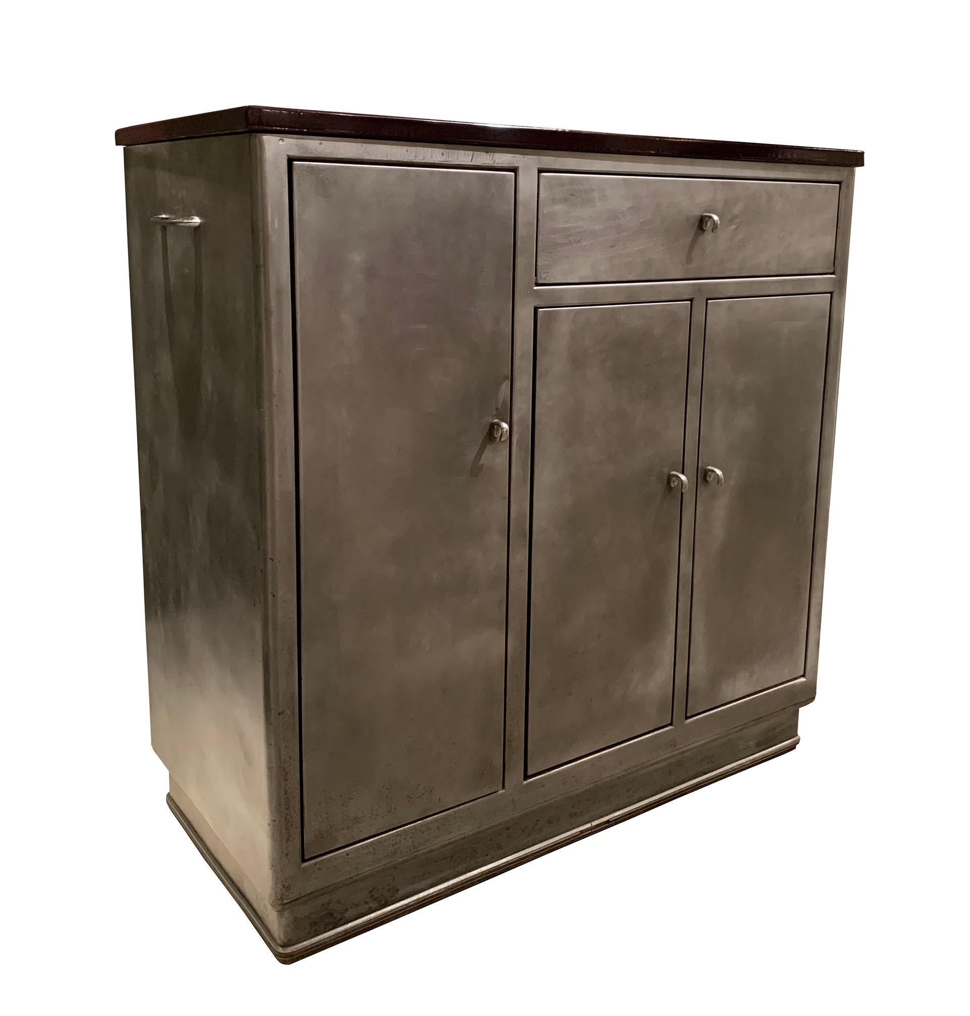Brushed Steel and Enameled Cabinet 1