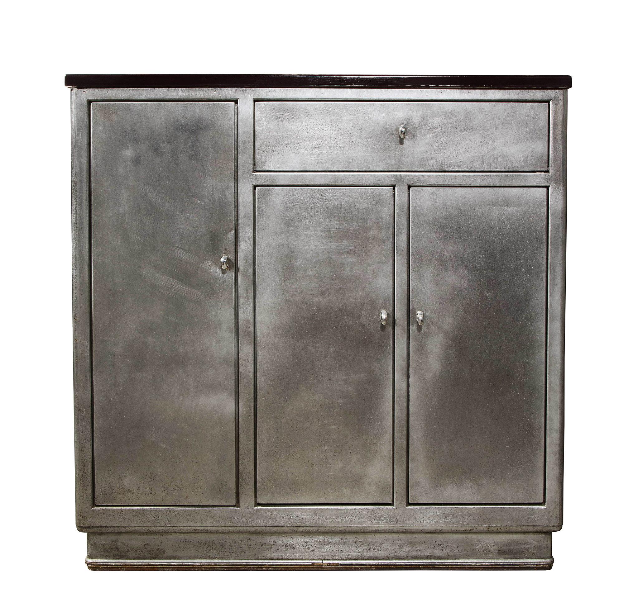 Brushed Steel and Enameled Cabinet 2