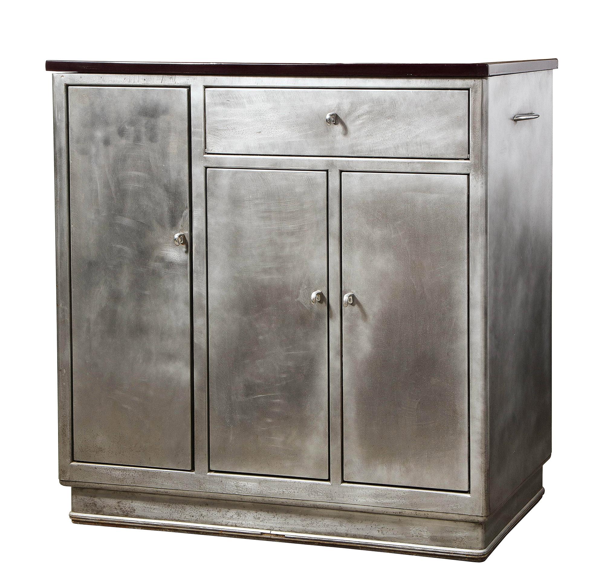 Brushed Steel and Enameled Cabinet 3