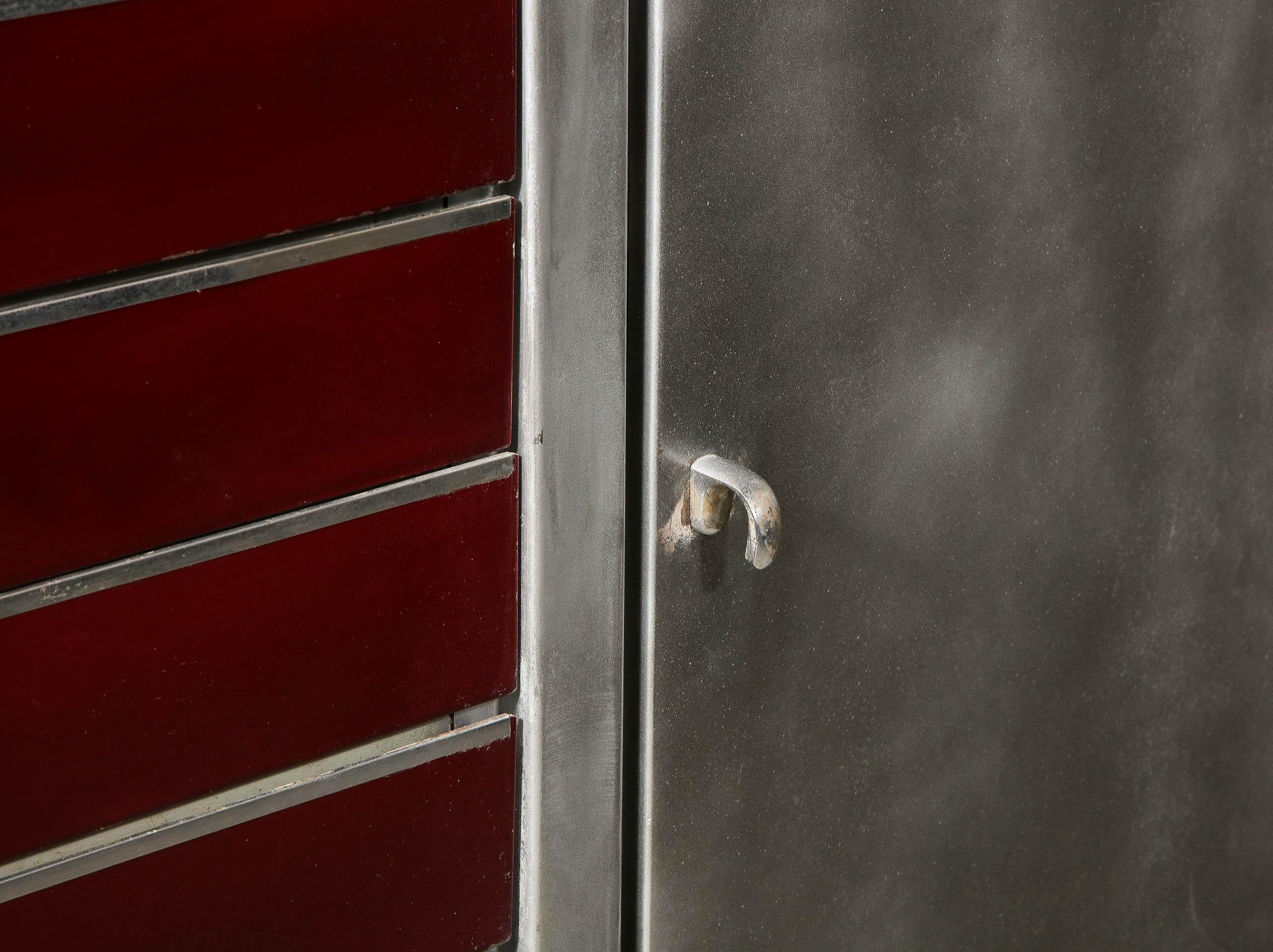 Brushed Steel and Enameled Cabinet 5