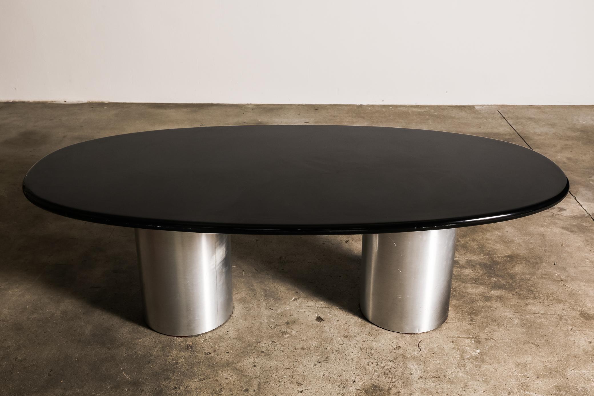 Brushed Steel and Lacquered Desk, circa 1970, Italy In Good Condition In Melbourne, VIC