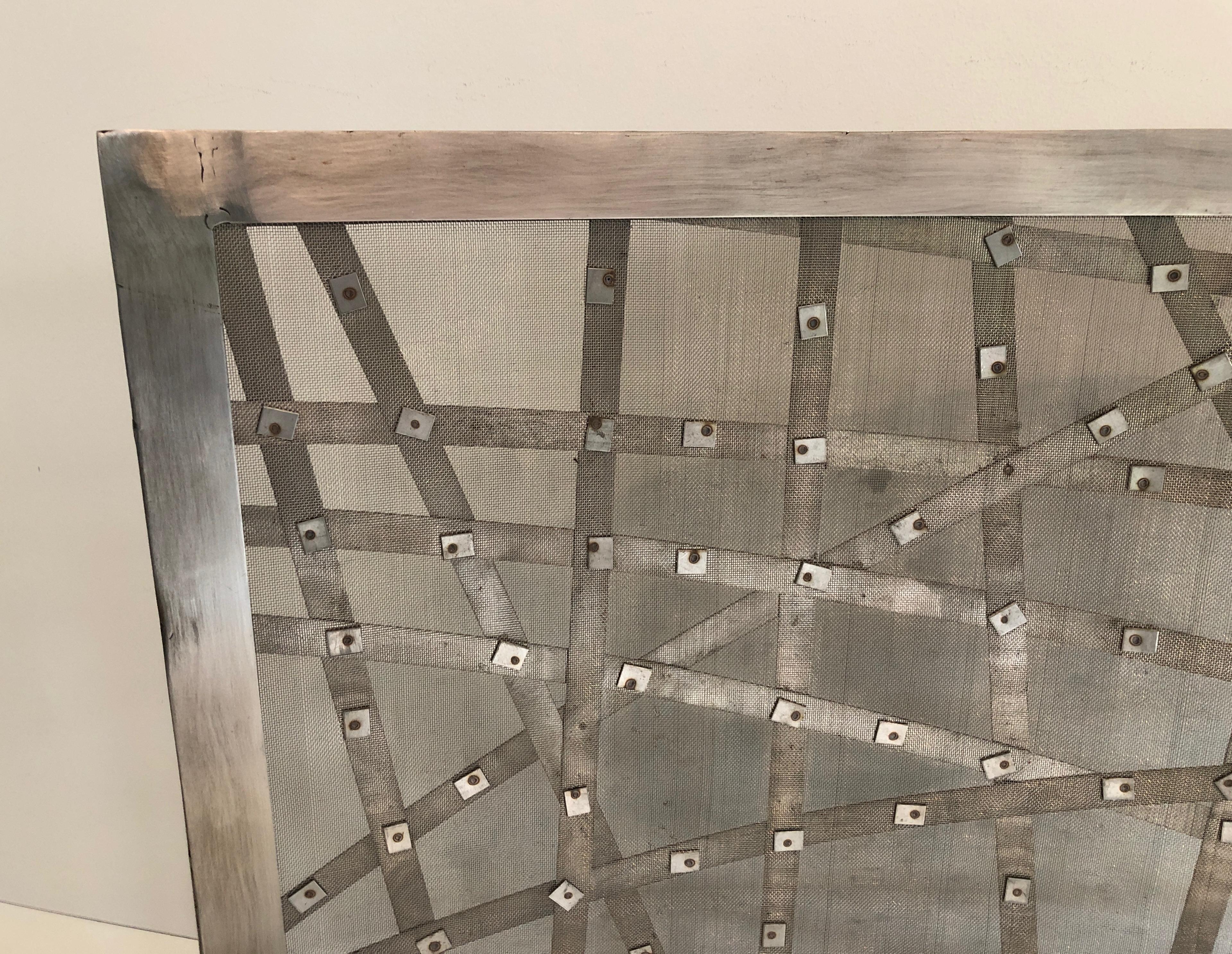 Brushed Steel Design Fireplace Screen, French, Circa 1970 6
