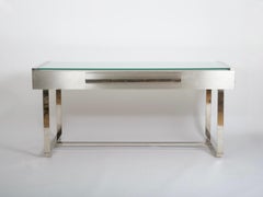 Brushed steel desk by Raymond Cohen for Cohray France c1970s