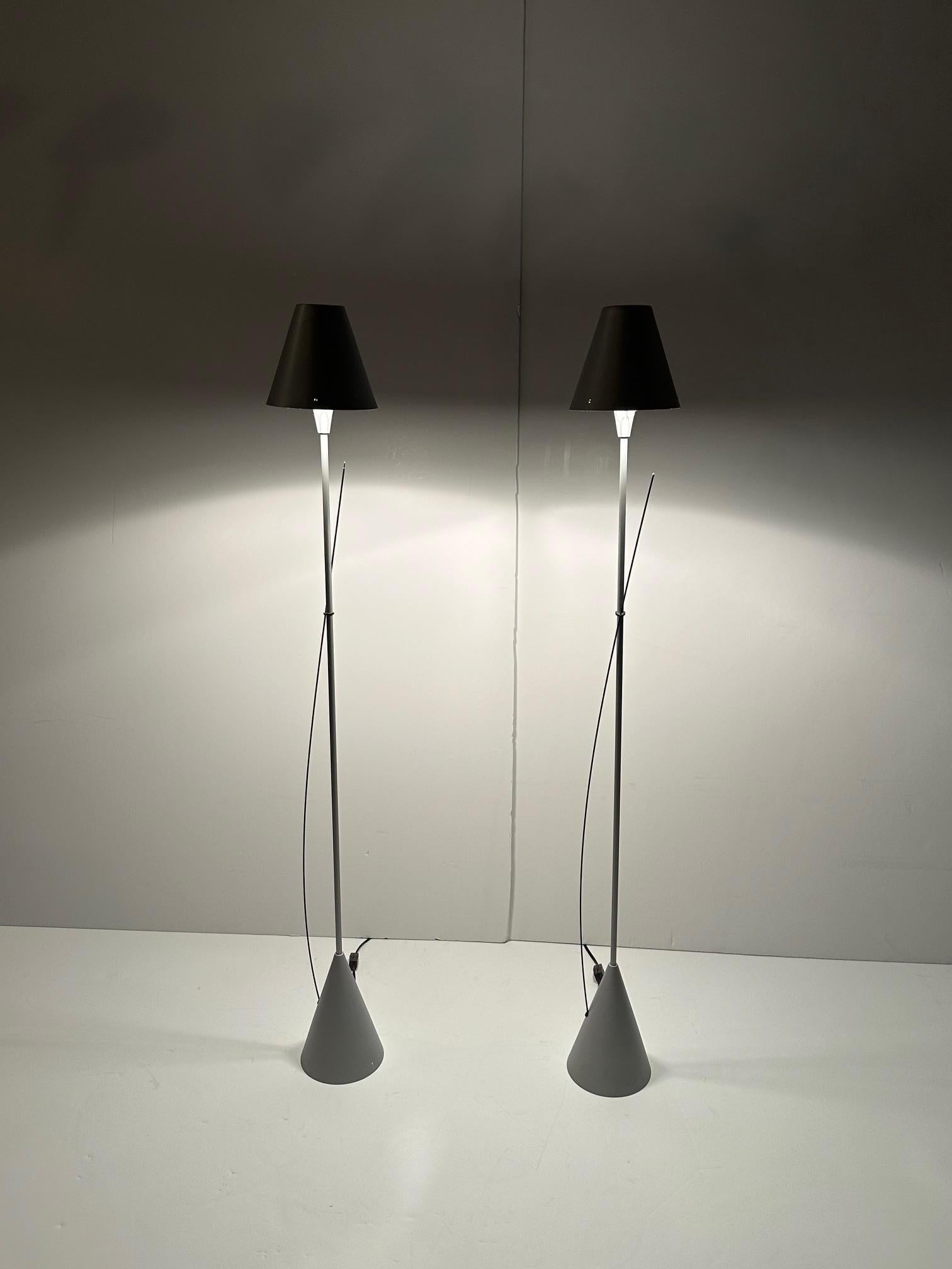Late 20th Century Brushed Steel Elongated Tall Mid Century Modern Table Lamps
