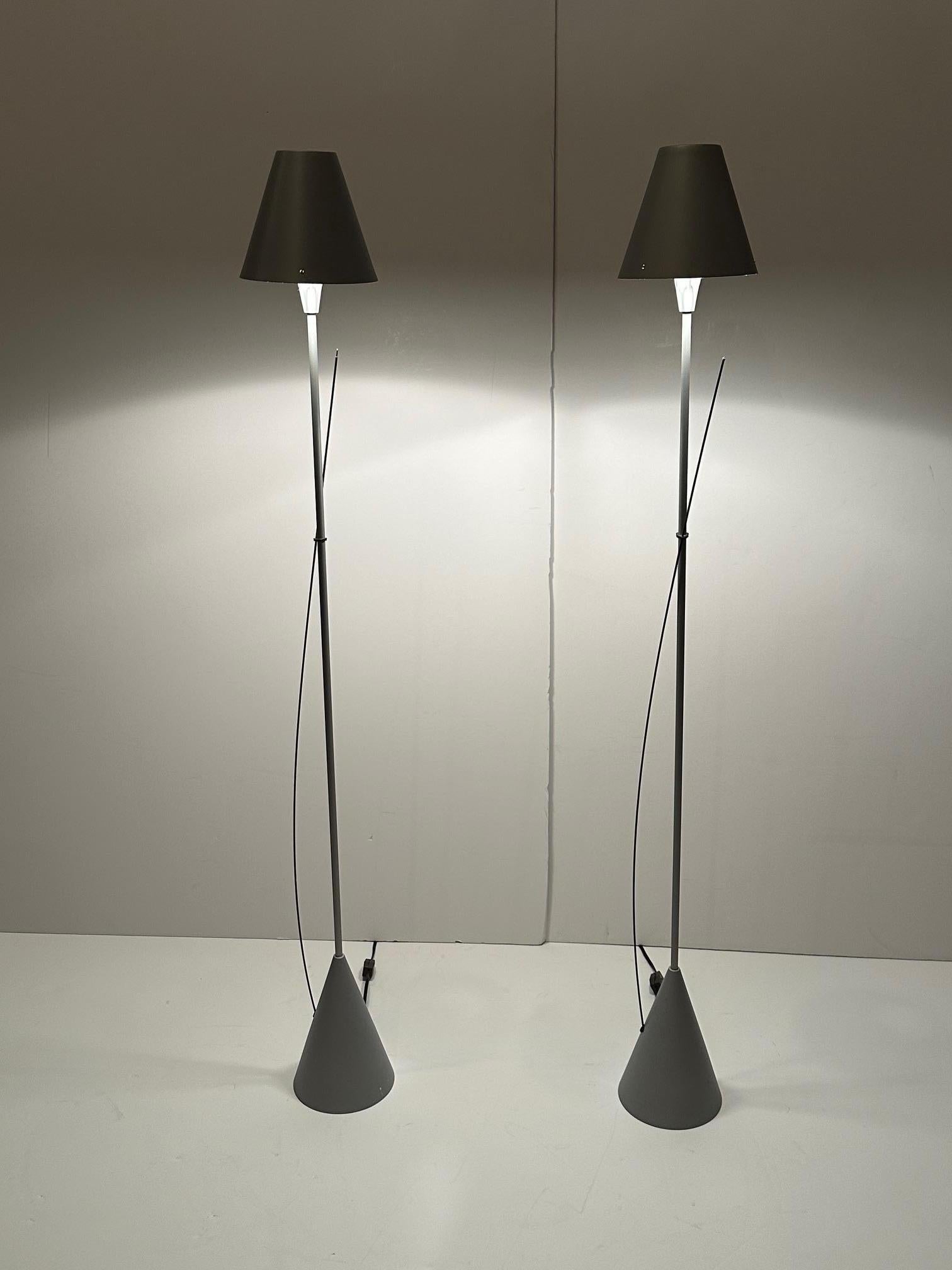 Brushed Steel Elongated Tall Mid Century Modern Table Lamps 1