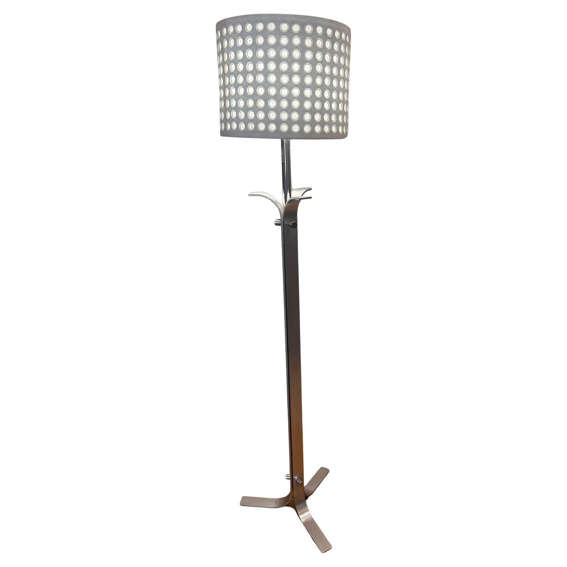 Brushed Steel Floor Lamp, Space Age Design, France, Circa 1970s