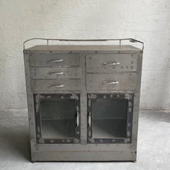 Brushed Steel Industrial Nurse Station Apothecary Cabinet