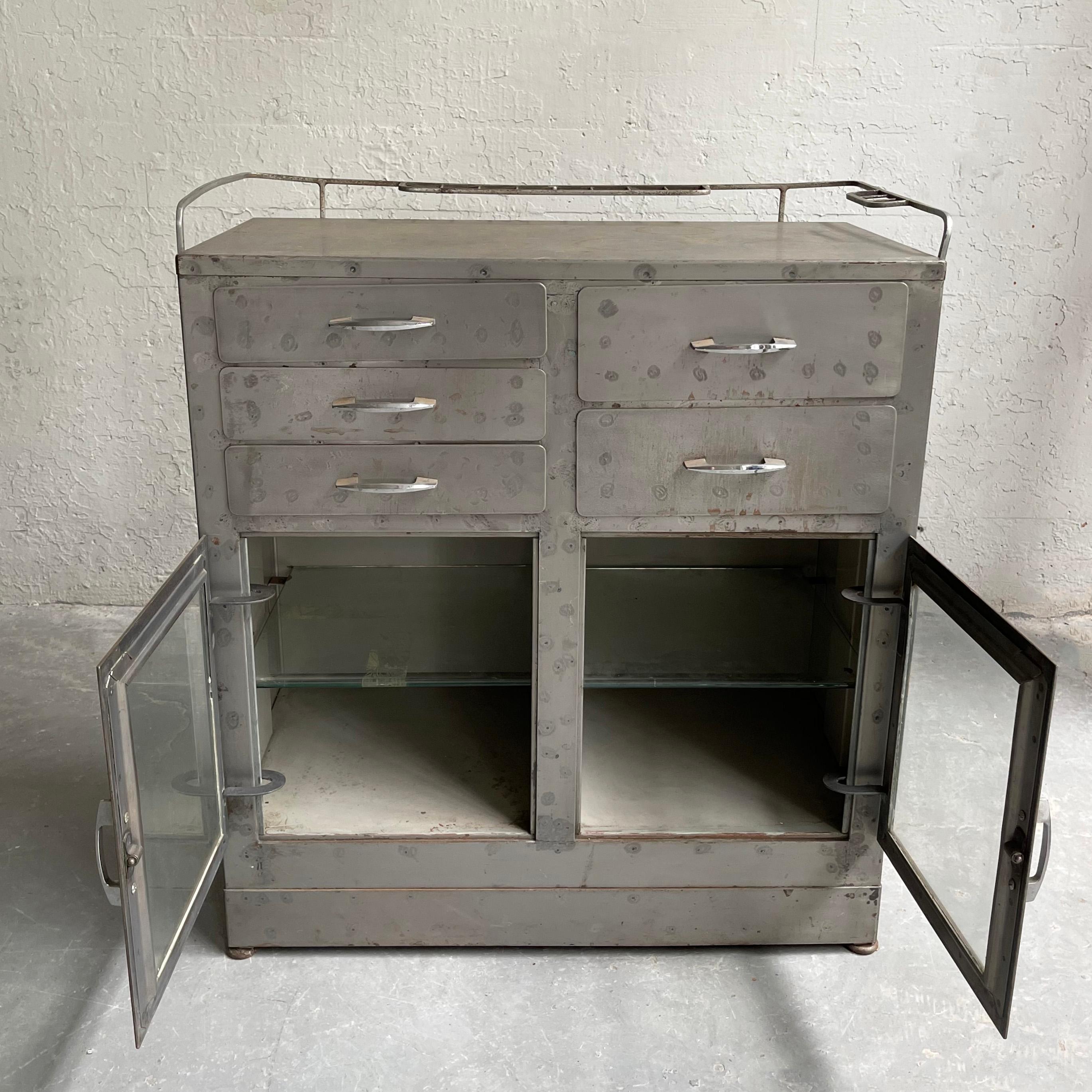 Brushed Steel Industrial Nurse Station Apothecary Cabinet 2