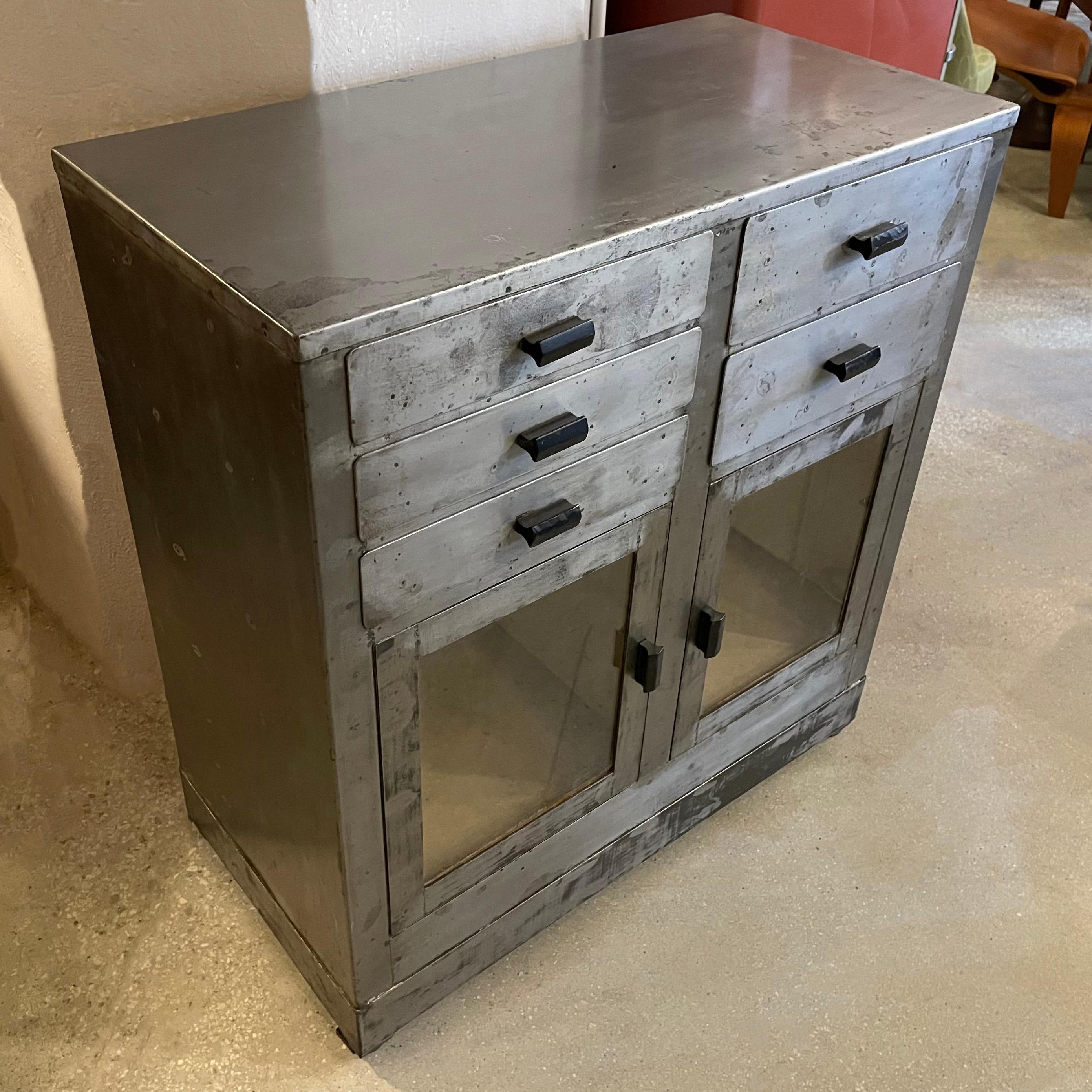 Brushed Steel Industrial Nurse Station Apothecary Cabinet 1
