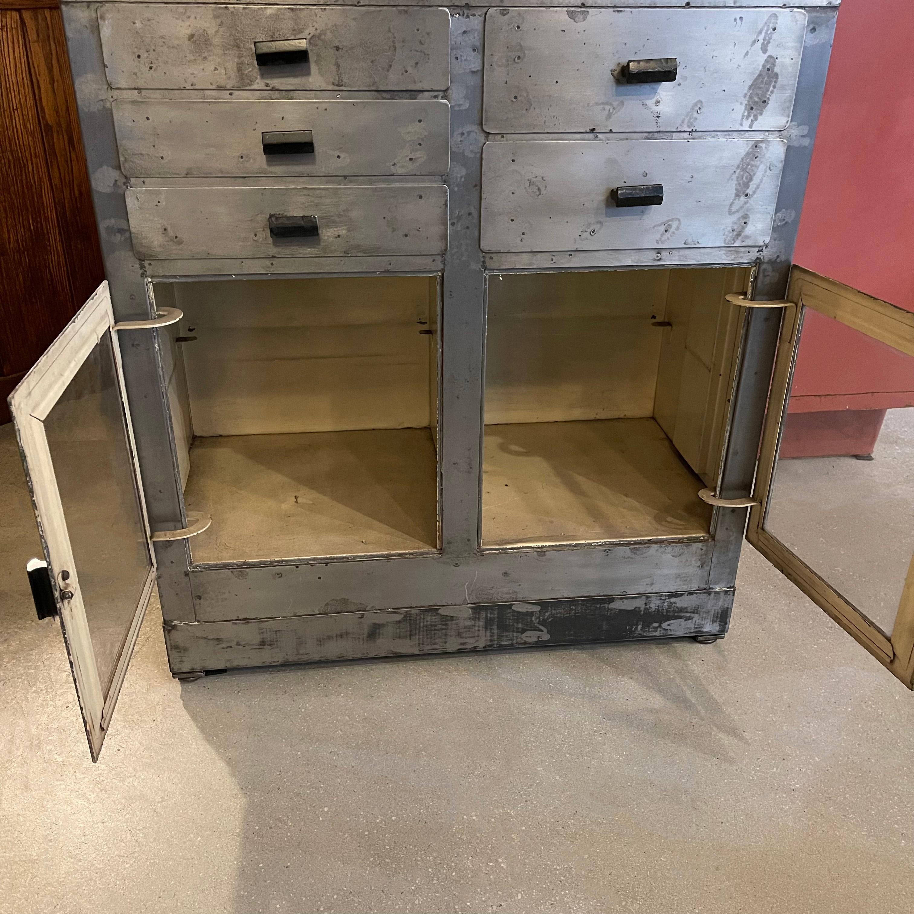 Brushed Steel Industrial Nurse Station Apothecary Cabinet 3