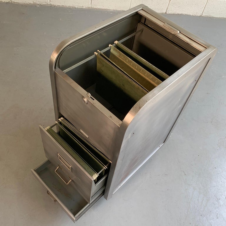 Brushed Steel Roll Top File by Steel Master at 1stDibs
